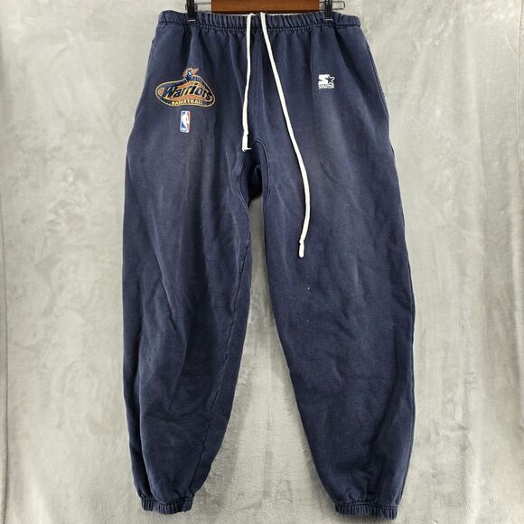 Vintage Starter Golden State Worriers‎ Sweatpants Joggers Mens Large Blue 90s - Picture 1 of 14